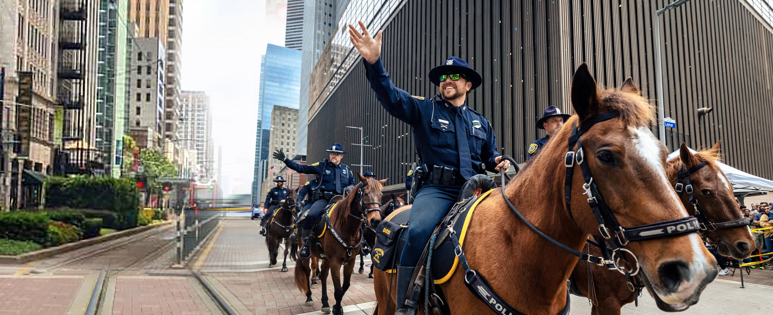 Mounted police on horses